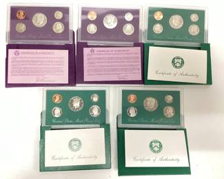  5) U.S. mint clad proof sets 1992 thru 1996