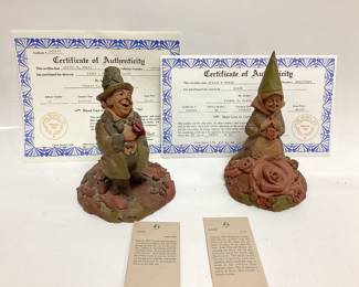 2) SIGNED TOM CLARK GNOMES WITH CERTIFICATE OF AUTHENTICITY ROSIE AND DANNY PROMOTION PIECE