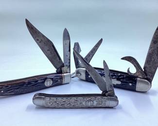  3) Imperial pocket knives Kamp King, metal stag, black stag