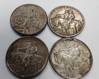 4) 1925 Stone Mtn. Half Dollar coins Commemorative U.S. half dollars 90 percent silver.