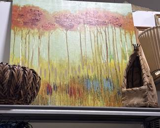 Woven baskets and paintings
