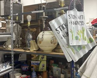 Lamps, Las Vegas mugs and poker chips