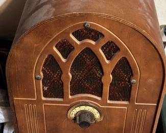 Vintage Cathedral Style wooden radio