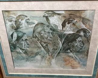 Signed print of falcons