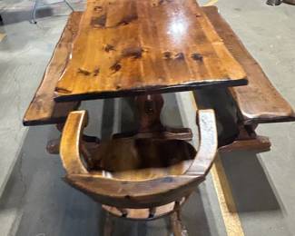 70s wood grain table set