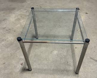 Glass and metal table