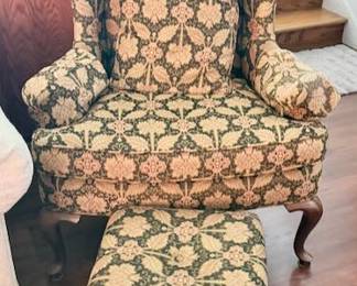 2 vintage wingback back chair w/ottoman