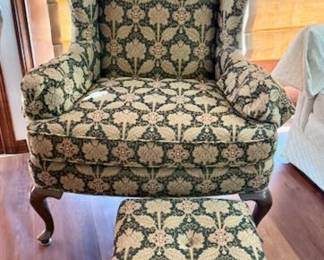 2 vintage wingback back chair w/ottoman