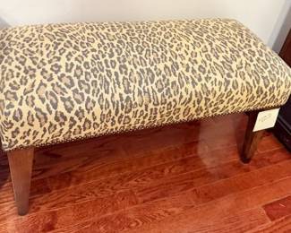 end of bed Leopard print bench