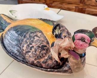 Pheasant covered serving dish