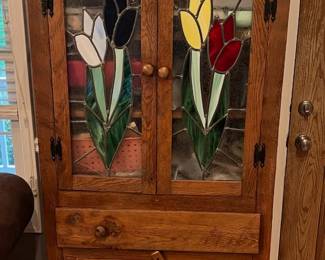 Stain glass china cabinet