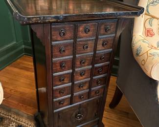 Korean 18 Drawer / 1 Door Apothecary Medicine Cabinet (19"W x 10-1/2"D x 31"H)