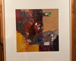 Framed Original Mixed Media Abstract on Paper Signed W. Scott Wilson (30"W x 30"H)