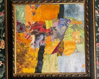 Framed Original Mixed Media on Canvas Abstract Collage by Susan Silliman (32"W x 32"H)
