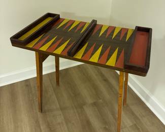 Scheibe MCM Backgammon Folding Game Table (28"W x 16"D x 27-1/2"H)