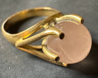 14K Gold Rose Quartz Ring
