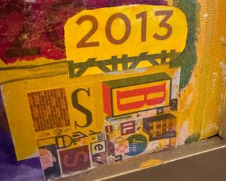 Framed Original Mixed Media on Canvas Abstract Signed Susan Silliman (32"W x 32"H)