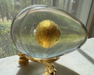 Tapio Wirkkala for Venini "Uova con Sfera d'Oro" 24K Gold Leaf Glass Egg - Signed Venini Italia