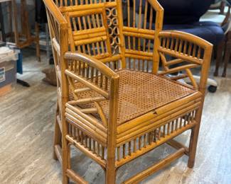 Thomasville "Brighton" Pavillion Style Bamboo and Cane Armchair (23-1/2"W x 23-1/2"D x 37-1/2" Back Height)