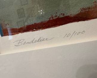 Framed Original Abstract Lithograph "Bandelier" Signed Connie Slack - Edition 10/100 (30"W x 39"H)