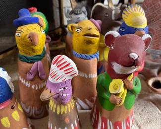 Handcrafted Mexican Folk Art Clay Figurine Bells