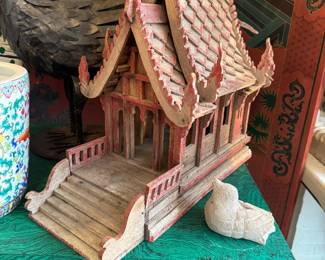 Antique Thai Spirit House Wood Carving