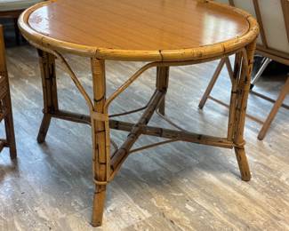 Italian Bamboo Table with Reversible Green Felt Playing Top (39"D x 28"H)