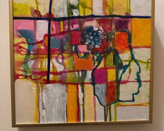 Framed Original Acrylic on Canvas "Drips of Cheerfulness" Acknowledged on Back by Susan Silliman