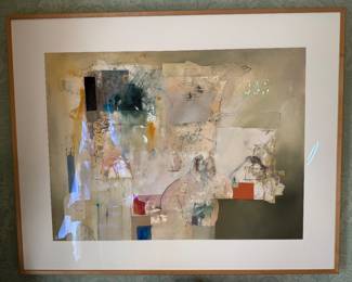 Framed Original Abstract Mixed Media on Paper Signed W. Scott Wilson (50"W x 40"H)