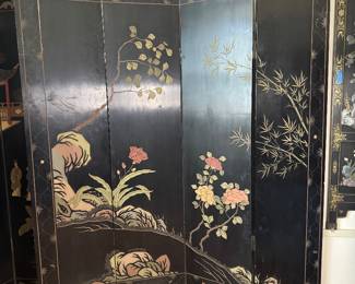 Vintage Chinese 4 Panel Coromandel Room Divider / Screen (64"W x 72"H)