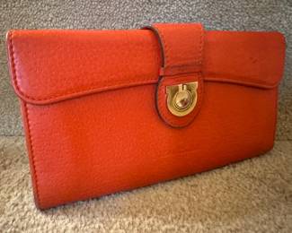 Salvadore Ferragamo Orange Leather Wallet