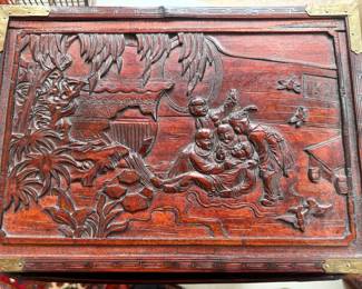 Large Antique Chinese 10 Drawer Wood Wedding Chest
