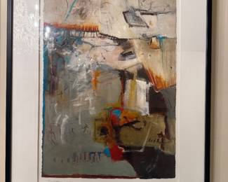 Framed Original Abstract Lithograph "Bandelier" Signed Connie Slack - Edition 10/100 (30"W x 39"H)