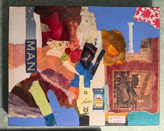 Framed Original Mixed Media Collage on Mounted Board by Susan Silliman (19-1/2"W x 15-1/2"H)