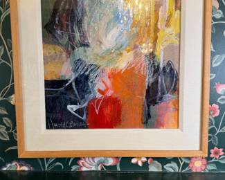 Framed Original Mixed Media on Canvas "Show-Time" Signed Harold E. Larsen (21"W x 21"H)