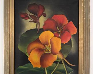 Framed Original Oil on Canvas Floral Still Life Signed Mariellen Dickerson (26"H x 21"W)