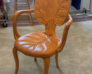1970s Bartolozzi & Maioli Wooden Leaf Armchair (21-1/2"W x 21-1/2"D x 36-1/2" Back Height)