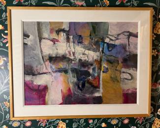 Framed Original Mixed Media on Canvas "Concerto" Signed Harold E. Larsen (36-1/2"W x 28-1/2"H)