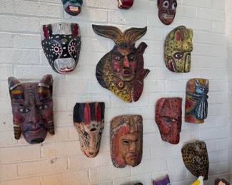 Collection of Hand-Carved & Painted Mexican Festival Masks