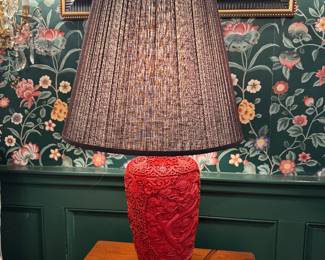 Chinese Cinnabar Table Lamp (2 Available)