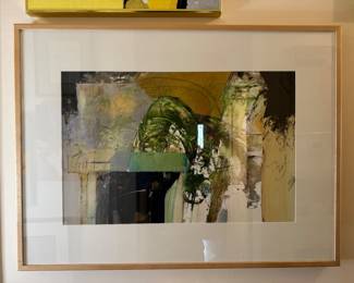 Framed Original Mixed Media Abstract on Paper Signed W. Scott Wilson (40"W x 30"H)