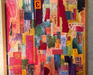 Framed Original Mixed Media on Canvas Abstract Signed Susan Silliman (32"W x 32"H)