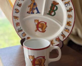 Tiffany & Co. "Alphabet Bears" Child's Two-Piece China Set
