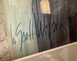 Framed Original Mixed Media Abstract on Paper Signed W. Scott Wilson (40"W x 30"H)