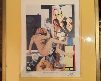 Framed Original Lithograph "Artist Being Compromised" Signed R.B. Kitaj / 92