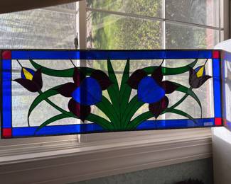 Floral Stained Glass Panel (33"H x 125"W)