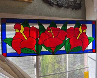 Floral Stained Glass Panel (33"H x 125"W)