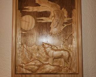 Carved wood wall decor