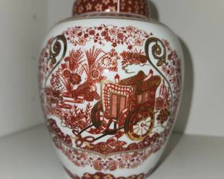 Vintage Japanese Hand Painted Pocelain Ginger Jar