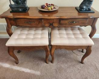Ethan Allen sofa table and stools